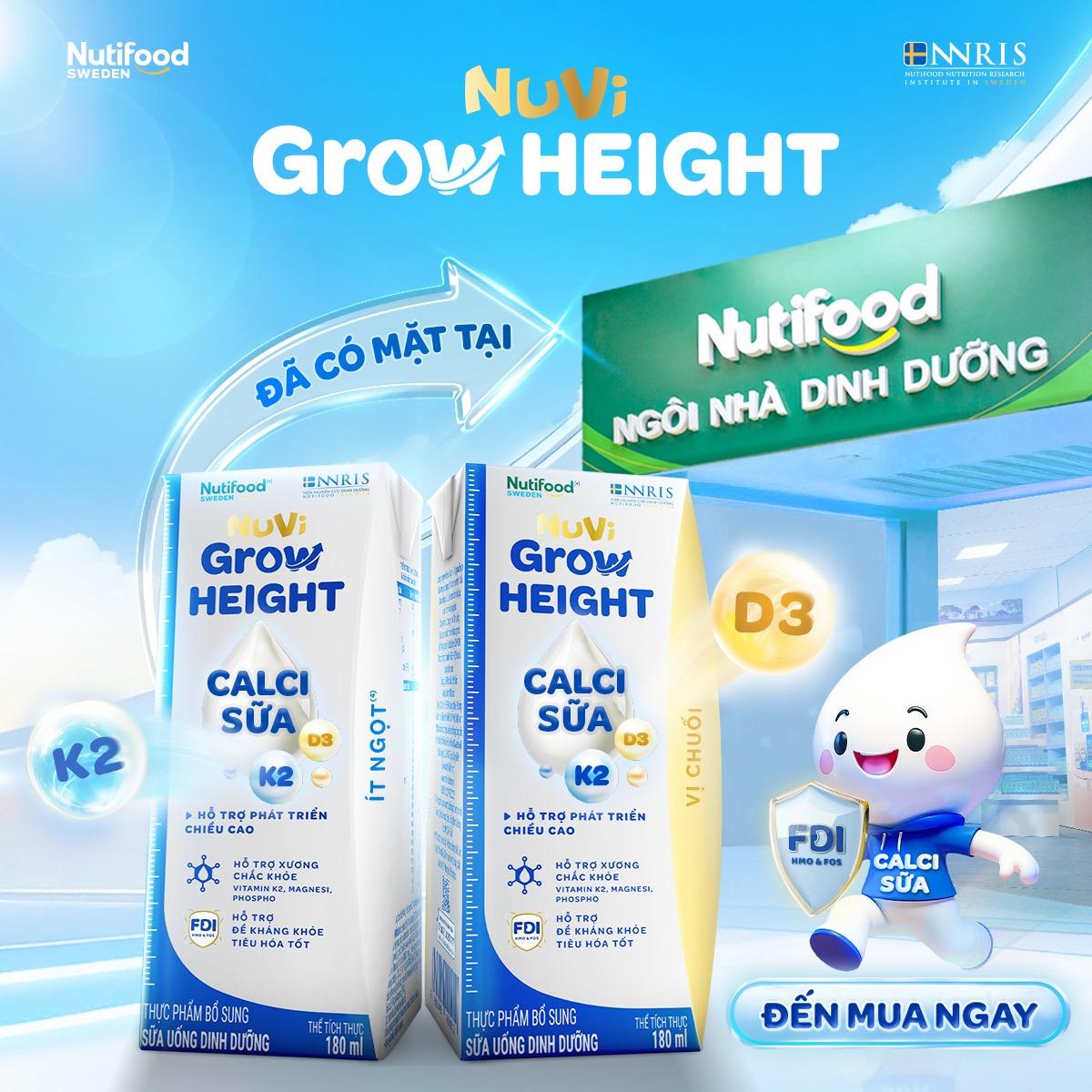 Sữa công thức phát triển chiều cao và trí não Nuvi Grow