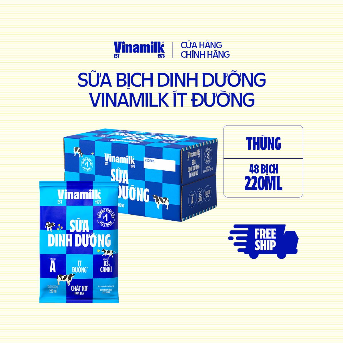 Sữa tươi tiệt trùng Vinamilk ít đường