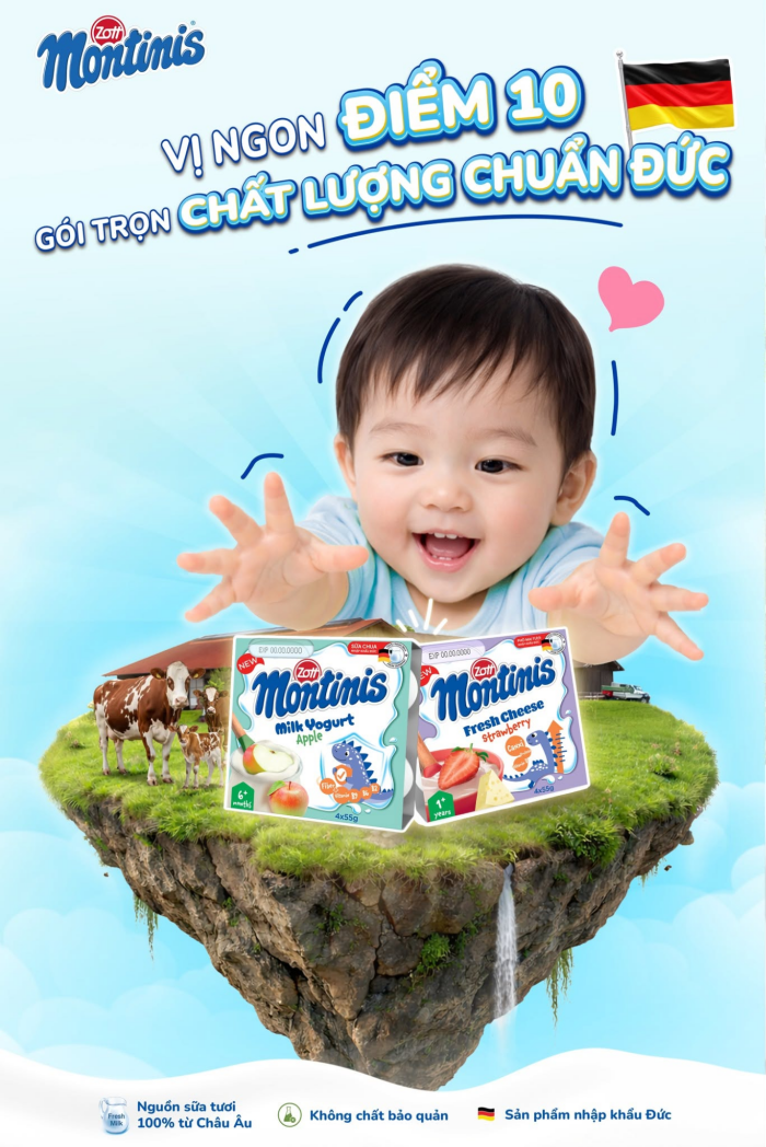 Mẹ mua sữa chua Zott Montinis tại siêu thị, cửa hàng mẹ và bé