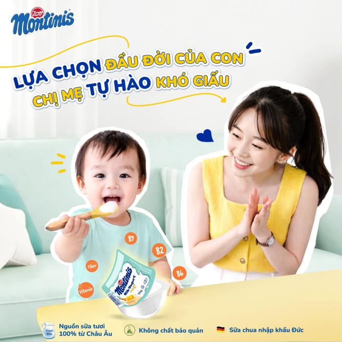 Lượng dùng sữa chua Montinis phù hợp với độ tuổi của trẻ